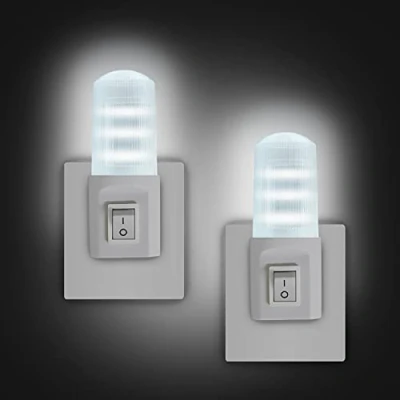 Afbeelding van EXTRASTAR Led nachtlampje, [2 stuks] retro nachtlichtschakelaar, koud licht, plug and play, stopcontact nachtlampje voor slaapkamer, woonkamer, hal, badkamer, keuken, trap