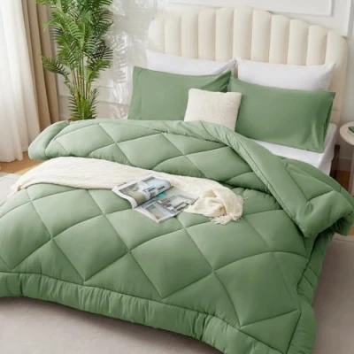 Afbeelding van WAVVE dekbed voor tweepersoonsbed 4 seizoenen 220 x 240 cm winterdekbed synthetische microvezel groen