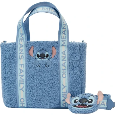 Afbeelding van Lilo &amp; Stitch Pluche Crossbody Tas Veganistisch Leer + Gratis Bijpassende Muntportemonnee (26,25x12,5x28,75 cm)