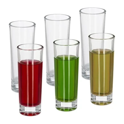 Afbeelding van Relaxdays shotglaasjes set van 6 hoge borrelglaasjes cl lange likeurglazen tequila