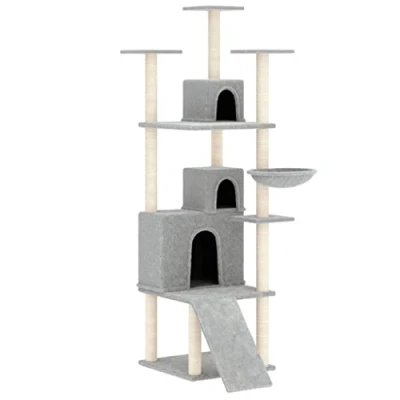 Afbeelding van vidaXL Kattenmeubel met sisal krabpalen 175 cm lichtgrijs