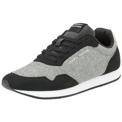 Afbeelding van Tommy Hilfiger Lo Runner Mix Chambray Sneakers voor heren, Zwart