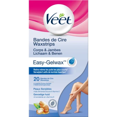 Afbeelding van Veet Gebruiksklare Wasstrips Gevoelige Huid 20 st.
