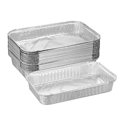 Afbeelding van Relaxdays aluminium bakjes bbq set van 25 alu rechthoekig lekbakjes barbecue