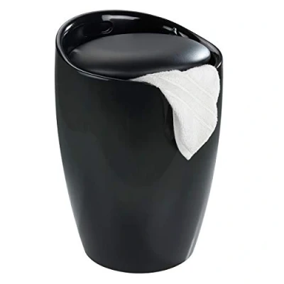 Afbeelding van Wenko Badkamer Stoel &amp; Wasmand Candy Zwart