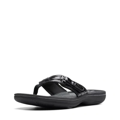 Afbeelding van Clarks Teenslippers Breeze Sea, zwart gelakt