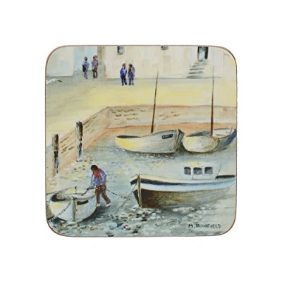 Image de Creative Tops Wine Premium Lot de 6 Sets Table avec Dos en liège, Bois Dense, Bleu, Coasters