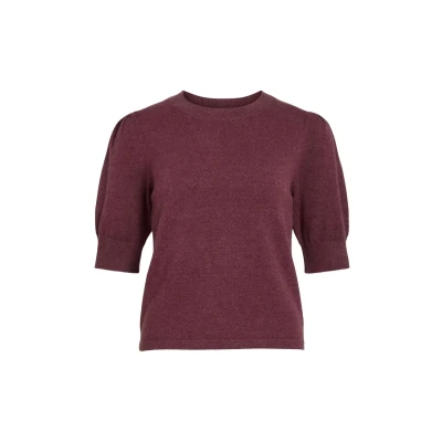 Afbeelding van Vila Trui Viril 2/4 Sleeve O neck Knit Top 14105306 Fig/dark Melange Dames Maat XXL
