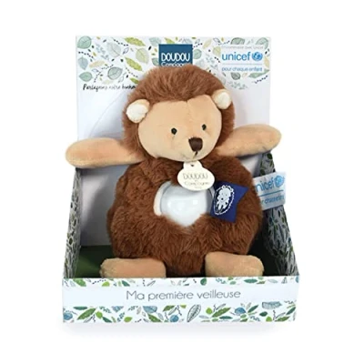Afbeelding van Doudou et Compagnie Collectie UNICEF Babynachtlampje Zachte bruine egel 20 cm Ideaal geboortecadeau voor baby&#039;s, meisjes en jongens Baby &amp; Me DC3995