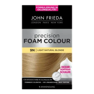 Afbeelding van John Frieda Precision Foam Colour 9N Light Natural Blond, lichtblond, permanente haarkleuring in schuimvorm, perfecte en gelijkmatige dekking, 1 keer