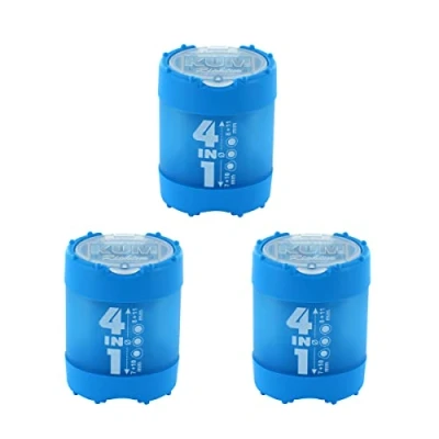 Afbeelding van KUM AZ1028316 B Potloodslijper met 4 in 1 houder blauw kliksluiting, kunststof, 3 stuks