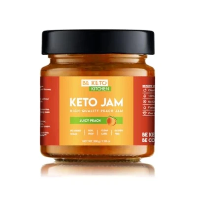 Afbeelding van BeKeto Keto Marmelade Juicy Peach 200g Low Carb freundliche vegan, glutenfrei, natürlich und absolut zuckerfrei.
