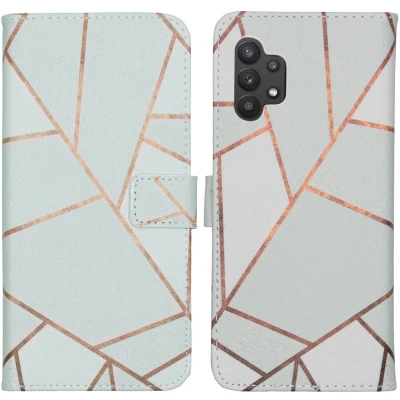 Afbeelding van iMoshion Hoesje Geschikt voor Samsung Galaxy A32 (5G) Met Pasjeshouder Design Softcase Bookcase Wit / White Graphic