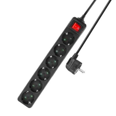 Afbeelding van ACT Stekkerdoos met lichtgevende schakelaar, 6 sockets, 3 m