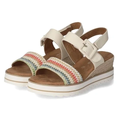Afbeelding van TOM Tailor Sandalen met plateauzool, Dames, Maat: 38, Multicolor Textiel