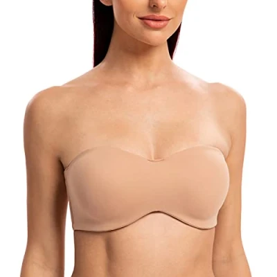 Afbeelding van MELENECA Femme Minimiseur Soutien Gorge sans Bretelles Bandeau Emboîtant Grande Taille, Cappuccino, 95C