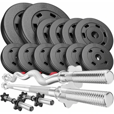 Afbeelding van Hop Sport Halterset 45 kg 1 x Lange Halterstang, Curl Stang, 2 Korte Halters, Gewichten 5 / 4 2,5 6 1,25