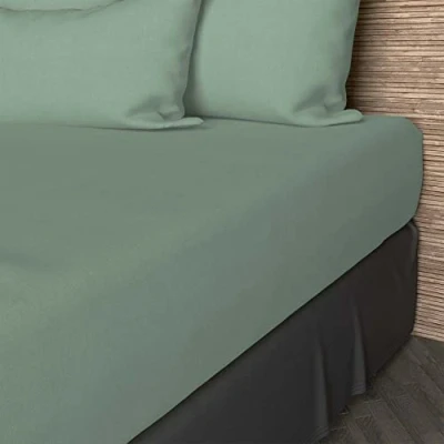 Afbeelding van Soleil d&#039;ocre, Fitted Sheet, Cotton, 57 draden, zeegroen, 160 x 200 cm