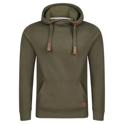 Afbeelding van riverso RIVNiklas Capuchontrui voor heren, kangoeroezakken, crosskraag, regular effen katoen, grijs, bruin, groen, rood, blauw, S, M, L, XL, 2XL, 3XL, 4XL, 5XL, Ivy Green (Bjd)