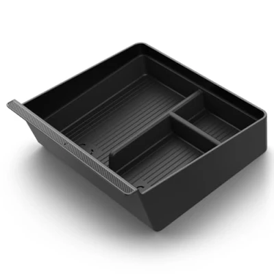 Afbeelding van Spigen Tesla Model 3 Highland (2024 ) Opbergdienblad voor middenconsole, interieuraccessoires, gevlokte armleuning auto, carbon editie