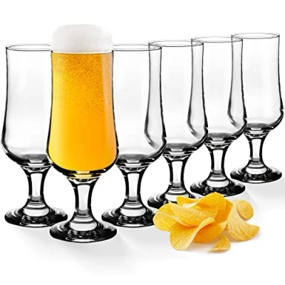 Afbeelding van KADAX Set van 6 hoogwaardige glazen bierglazen 360 ml Water en sapglazen met voet Voor water, drankjes, cocktails, dranken Vaatwasmachinebestendig
