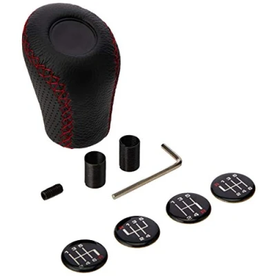 Image de SUMEX 2505GRG Race Sport Pommeau de levier vitesse en cuir Noir classique avec point rouge