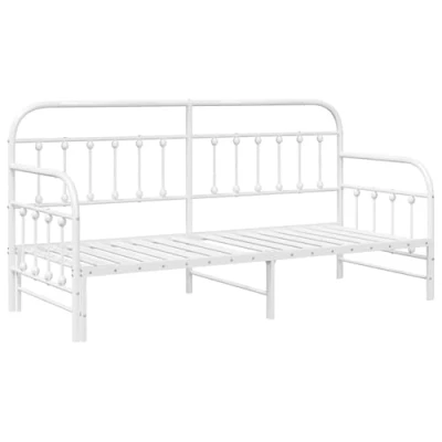 Afbeelding van vidaXL Dagbedframe met Uittrekbed Wit 75x190 cm Staal