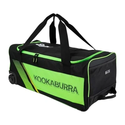 Afbeelding van Kookaburra 9500 Crickettas met wieltjes, zwart/neongroen