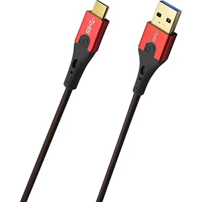 Afbeelding van USB 3.2 Gen 1 (USB 3.0) [1x stekker A 1x C stekker] 1.00 m Rood/zwart Vergulde steekcontacten Oehlbach Evolution C3