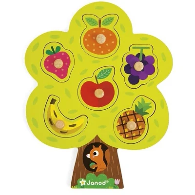 Afbeelding van Janod Puzzel Boom Gourmand 6 delen + 1 dienblad speelgoed van hout educatief spel, ontwikkeling geheugen vanaf 18 maanden, J07061