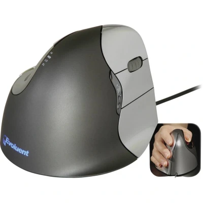 Afbeelding van Evoluent Vertical Mouse 4 VM4R Ergonomische muis USB Optisch Zwart, Zilver 6 Toetsen 2800 dpi Ergonomisch