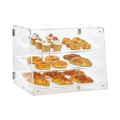 Image de VEVOR Présentoir à Pâtisserie 3 Niveaux Vitrine de Boulangerie Transparente en Acrylique Étagère Présentation Amovible pour Pain Viennoiserie Dessert Bonbons Bar Café Magasin Restaurant