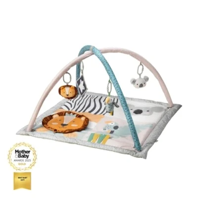 Afbeelding van Nuby Animal Adventures Babyspeelmat, gymnastiekspeelgoed met sensorisch speelgoed en gevoerde basis voor de buik, eenheidsmaat