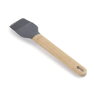 Afbeelding van Lacor 68196 siliconen unite, keukenkwast, professionele bakborstel, beukenhouten handvat, hoge temperatuurbestendigheid, BPA vrij, 24,5 x 5,5 0,5 cm, grijs