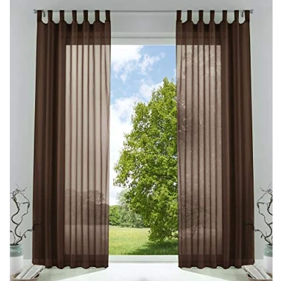 Afbeelding van Set van 2 transparante gordijnen voor woonkamer met loodveter 225x140 cm bruin 61000CN