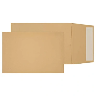 Afbeelding van Purely Packaging: 254 x 178 25 enveloppen met vouw en zelfklevende lus kraftpapier C5 formaat pak van 125