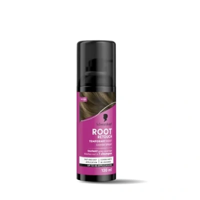 Afbeelding van Schwarzkopf Root Retouch Instant grijze wortelbedekkingsspray voor hergroei, zweet en regenbestendig, bruin, 120 ml