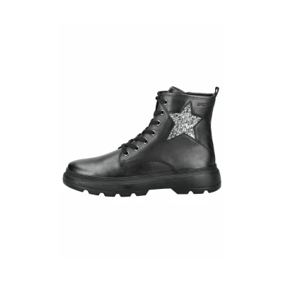 Afbeelding van Geox Veterboots Black dk silver c voor kinderen, Maat: 37, Leer en textiel