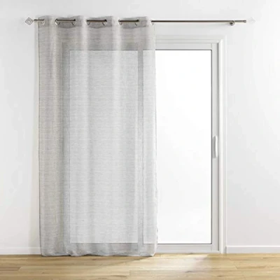 Afbeelding van Livetti Vitrage met oogje Kantenklaar gordijn 140x240cm Sunline Grijs