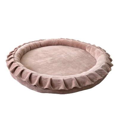 Afbeelding van Speelnest Speelmat Rond Moje Soft Velvet Dark Beige