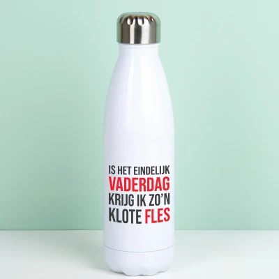 Afbeelding van Thermosfles Is Het Eindelijk Vaderdag Wit