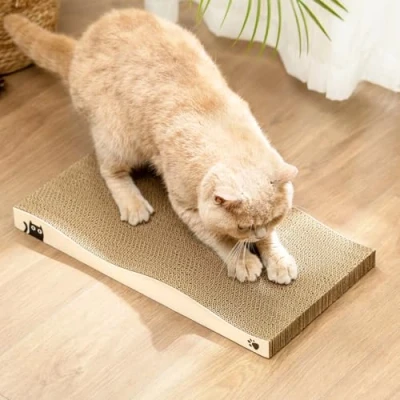 Afbeelding van Conlun Griffoir pour chat en carton ondulé d&#039;intérieur, tapis à griffer durable, robuste, utilisation double face, recyclable, avec herbe