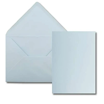 Afbeelding van 25 afzonderlijke kaarten met envelop DIN A5 14,8 x 21 cm lichtblauw enveloppen C5 15,4 22 natte plakrand