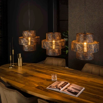 Afbeelding van Evelyn hanglamp 3L zwart/bruin