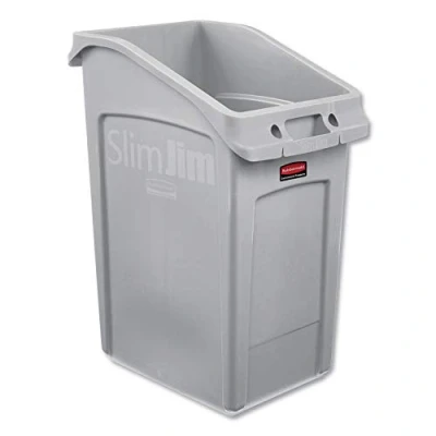 Afbeelding van Rubbermaid Commercial Products 2026721 Slim Jim Tresemmer met ventilatiekanalen, 23 gallon, grijs
