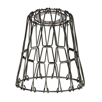 Afbeelding van ledscom.de Kooi lampenkap, chroom zwart, 135 mm Ø, vervangende lampenkap voor hanglamp, metalen kooi,