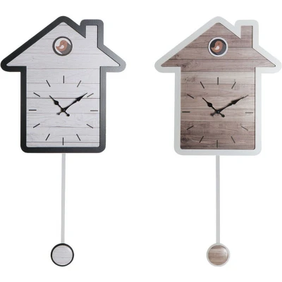 Afbeelding van Muurklok DKD Home Decor Wit Huis Hout MDF (32 x 4.5 56 cm) (2 pcs)