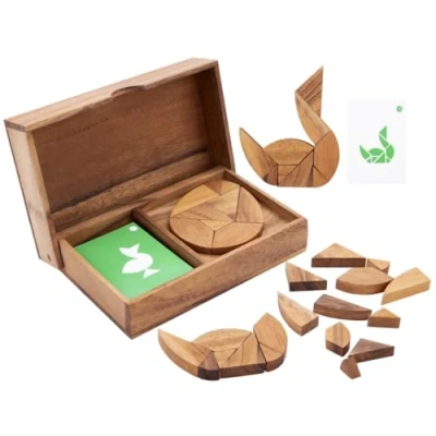 Afbeelding van Engelhart 350102 Dubbele Tangram van hout ei houten puzzel Ecologisch spel 1 en 2 spelers 4 jaar ouder