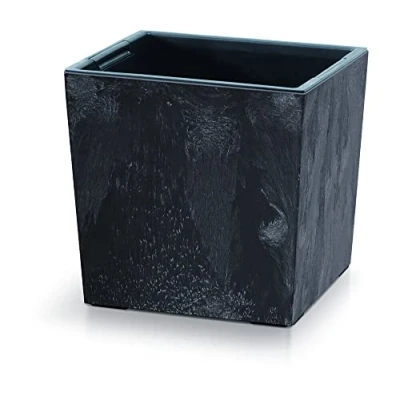 Afbeelding van 2 in 1 bloempot met kunststof inzetstuk betonlook, 24 cm x 23,5 (antraciet)
