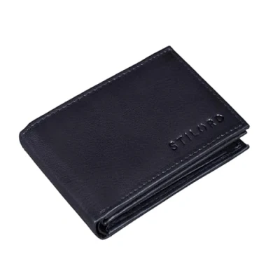 Afbeelding van STILORD Lincoln&#039; Mini Portemonnee RFID leer kleine heren muntvak voor creditcards slim NFC bescherming, zwart.,